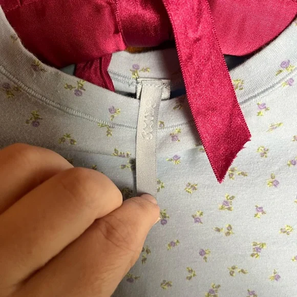 Skims Powder Blue Micro Floral Women's T shirt - Picture 5 of 5